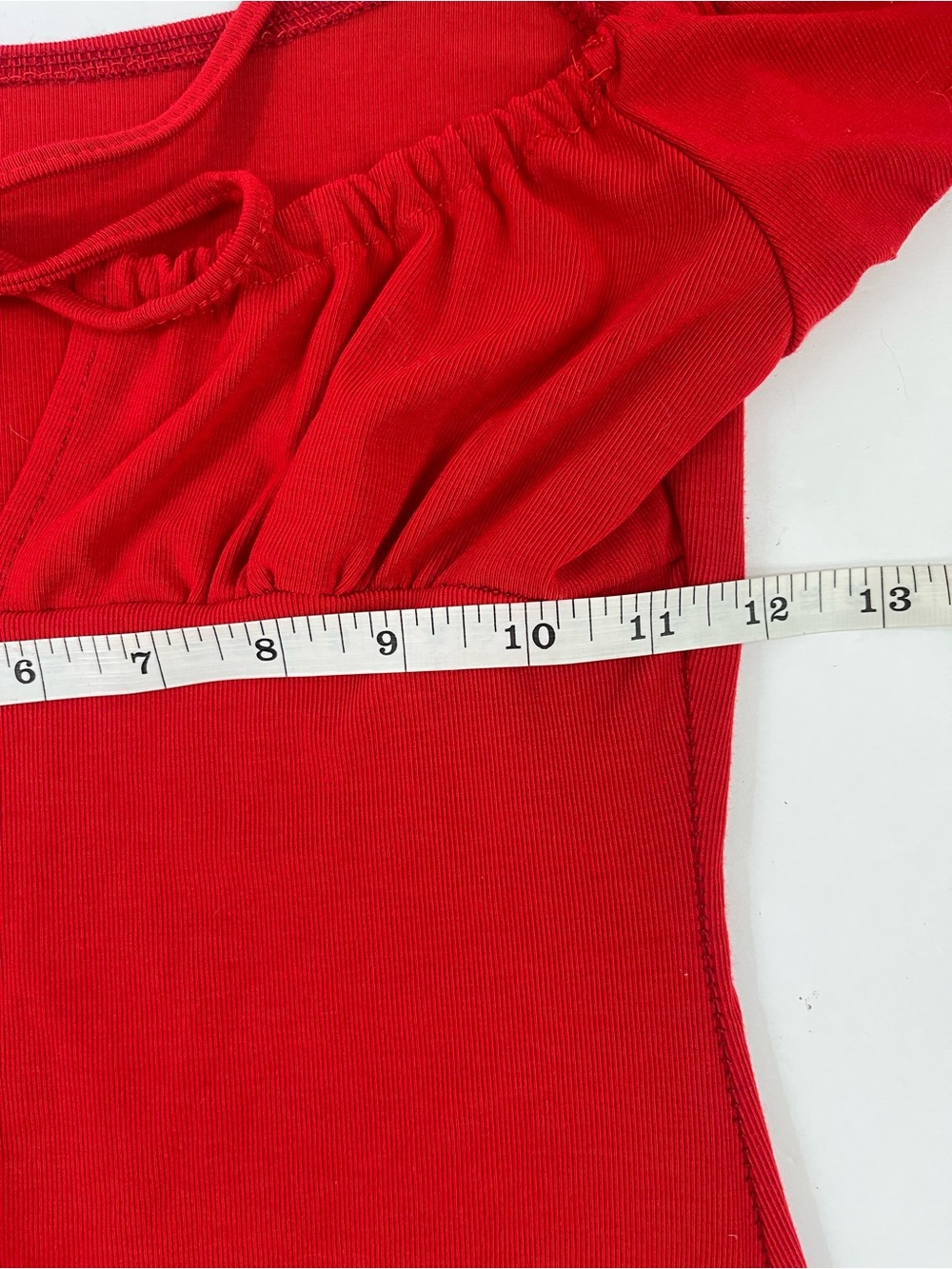 Red Riding Hood Ruched Tie-Front Mini Dress - Picture 7 of 8
